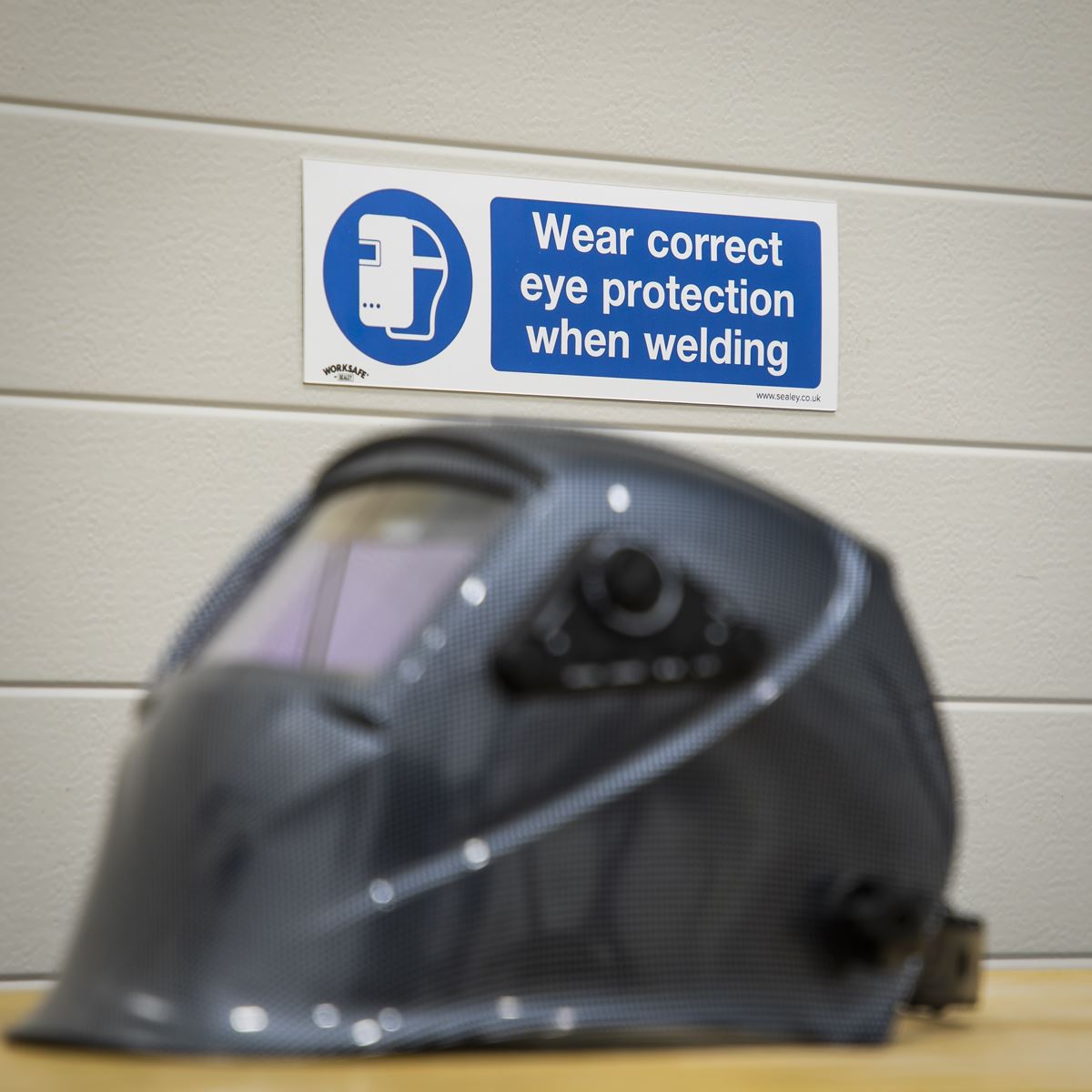 Worksafe by Sealey Mandatory Safety Sign - Wear Eye Protection When Welding - Self-Adhesive Vinyl