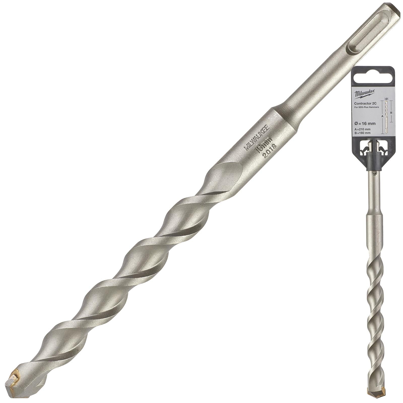 Milwaukee SDS Plus Contractor Hammer Drill Bits 2 Cut 