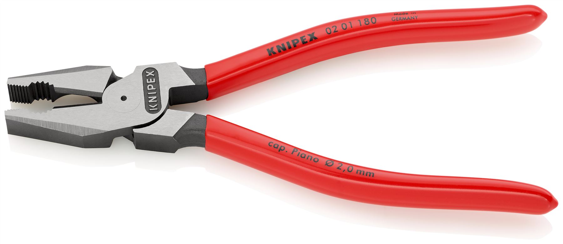 KNIPEX Combination Pliers High Leverage 180mm Plastic Coated 02 01 180