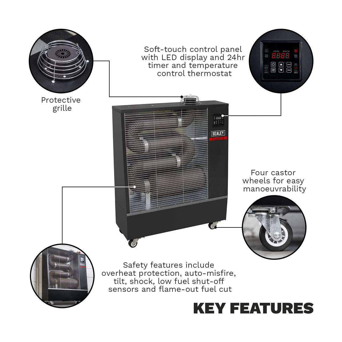 Sealey Industrial Infrared Diesel Heater 16kW 