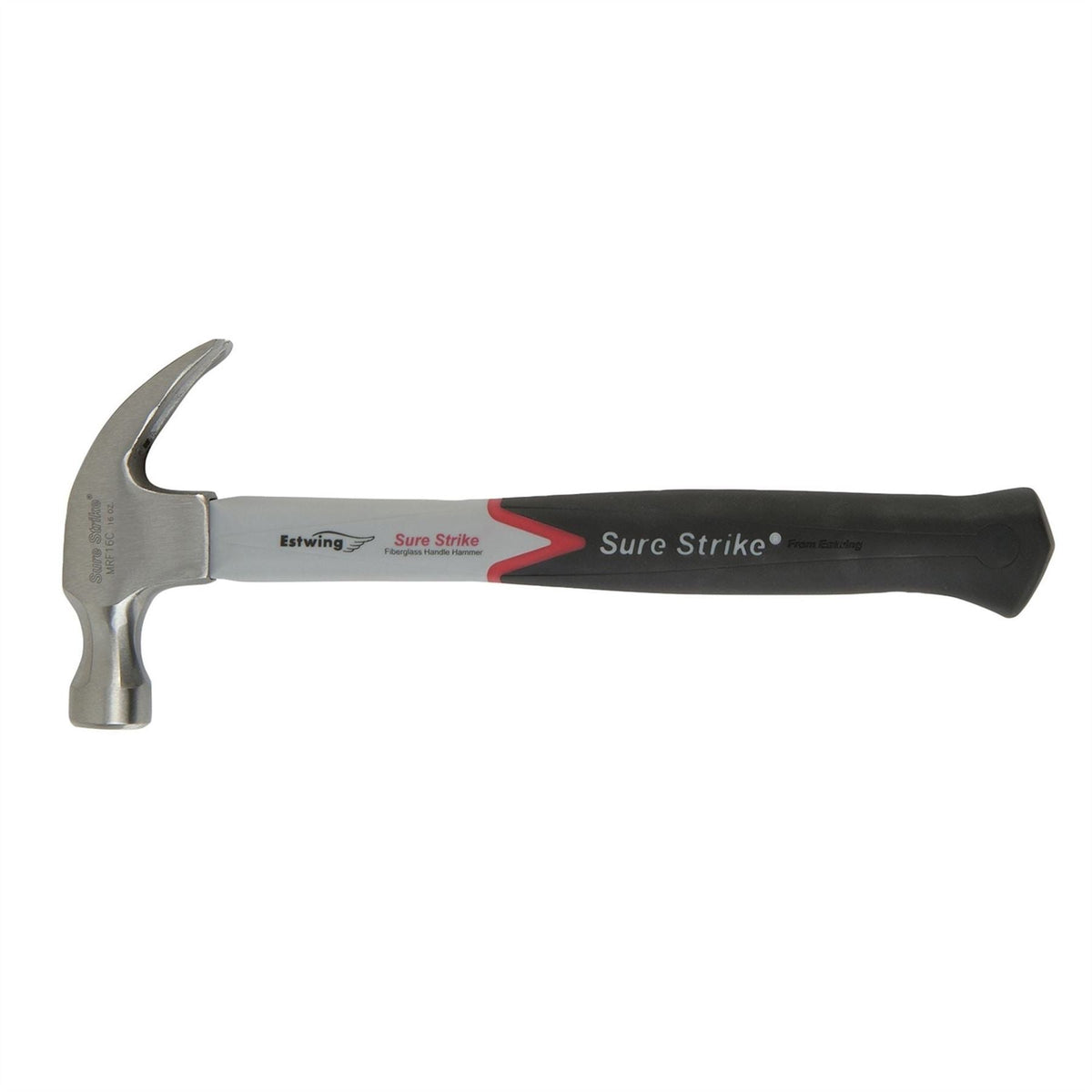 Estwing EMRF16C Sure Strike Curved Claw Hammer with Fibreglass Handle 16oz/448g 24080  White Rose Tools