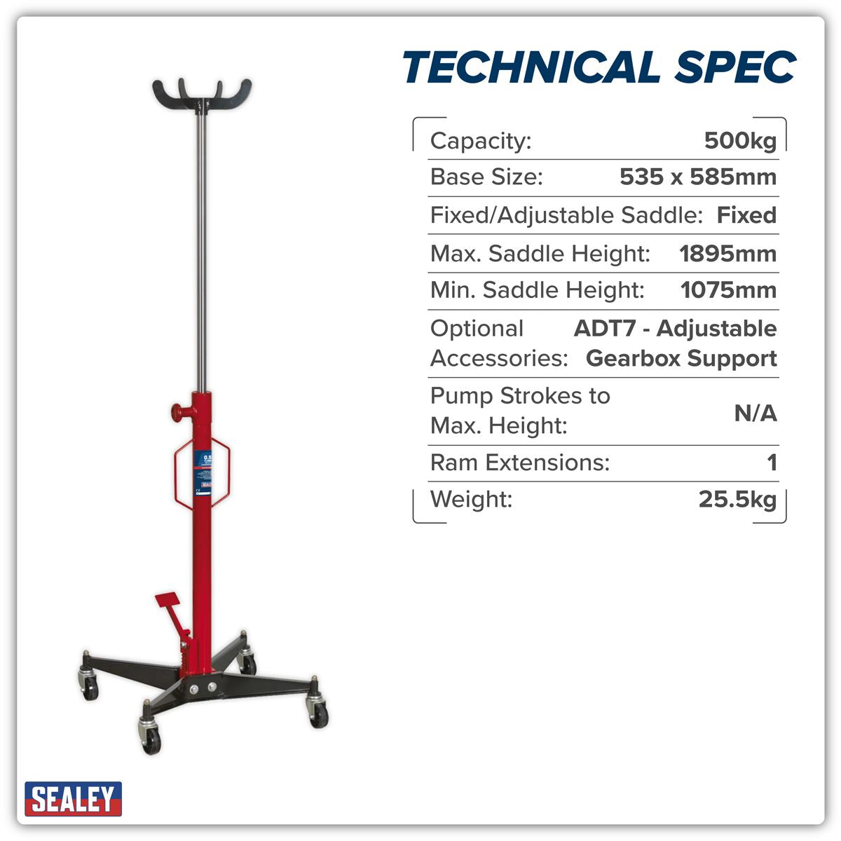 Sealey Vertical Transmission Jack 500kg