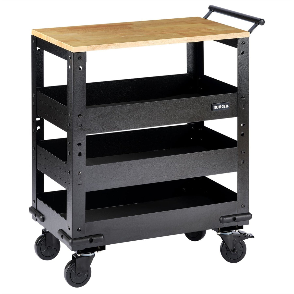 BUNKER 3 Tier Trolley with Pull Handle and Hardwood Worktop 714mm 36346  White Rose Tools