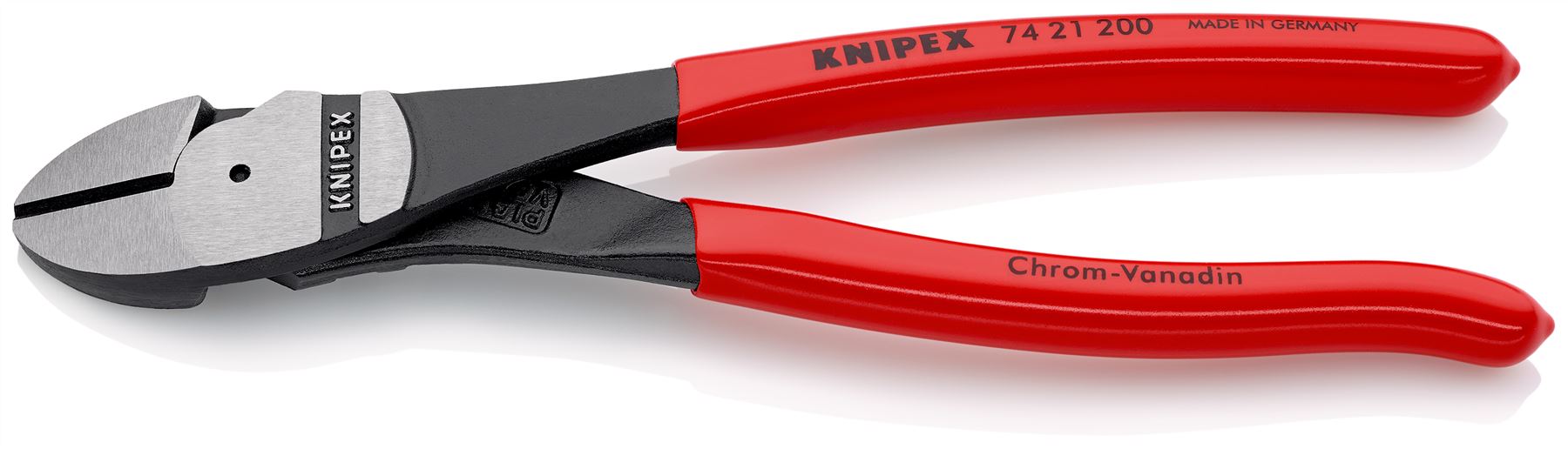 KNIPEX Diagonal Cutting Pliers High Leverage Side Cutters 12° Angled Head 200mm Plastic Coated 74 21 200