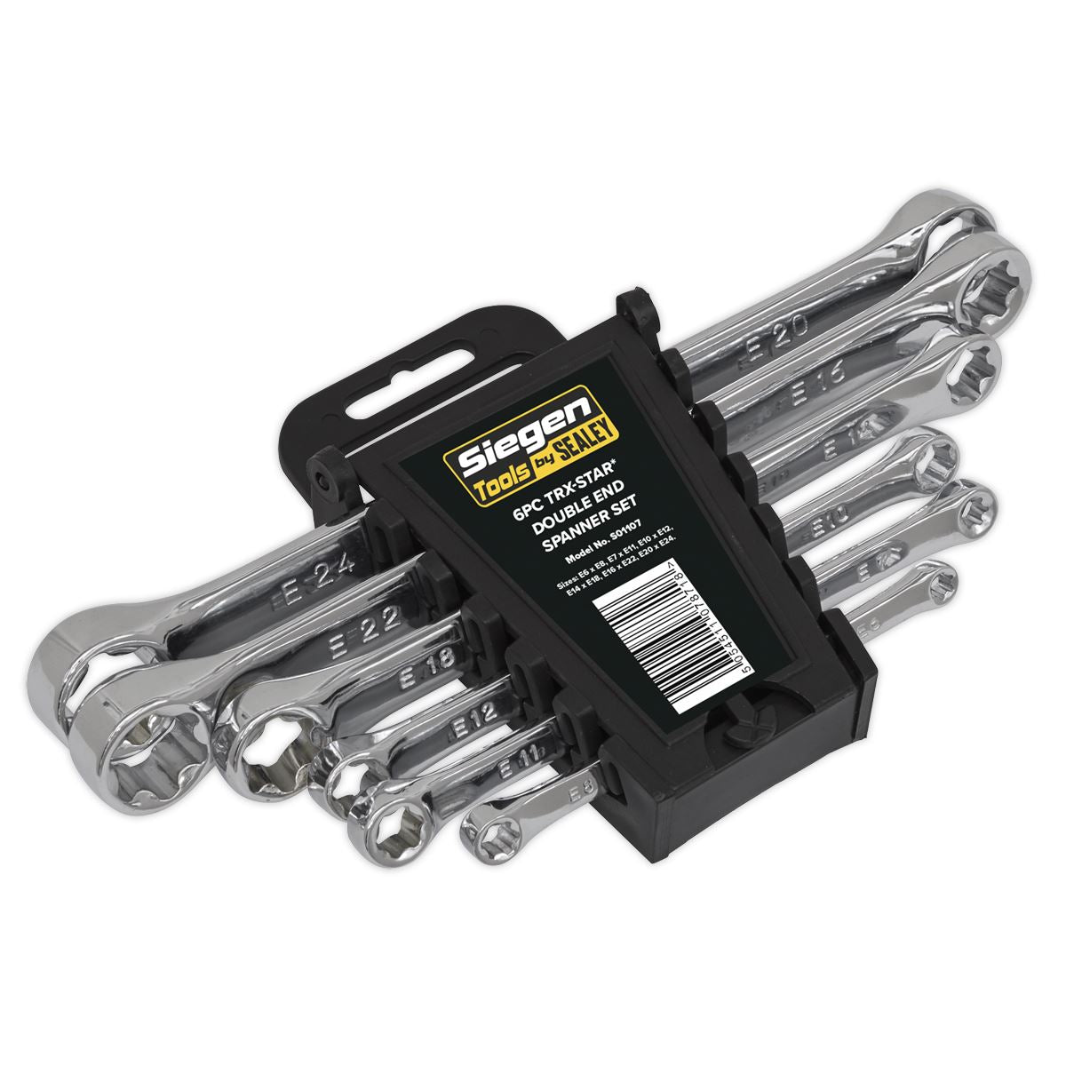 Siegen 6 Piece Trx Star Double End Spanner Set E6-E24 Torx Storage Mirror Finished