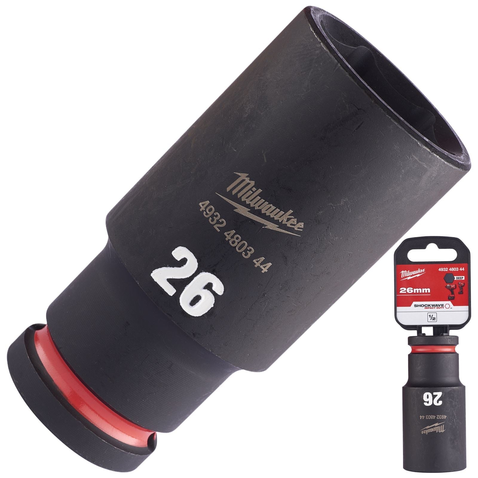Milwaukee Impact Sockets Deep 1/2" Drive 8-36mm SHOCKWAVE Impact Duty 