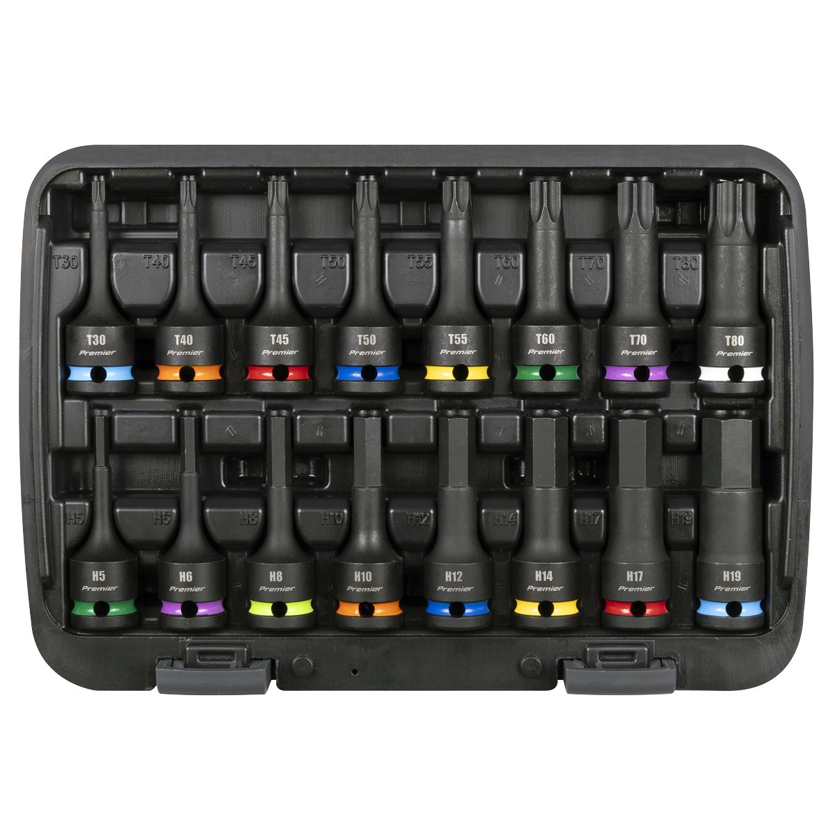 Sealey Premier Hex & TRX-Star* Impact Socket Bit Set 1/2"Sq Drive 16pc  White Rose Tools