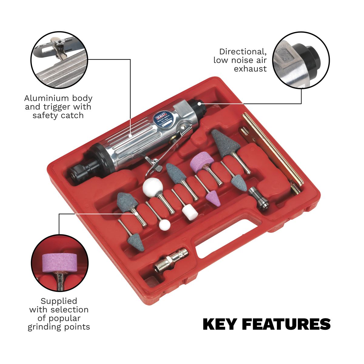 Sealey Air Die Grinder Kit 16pc 