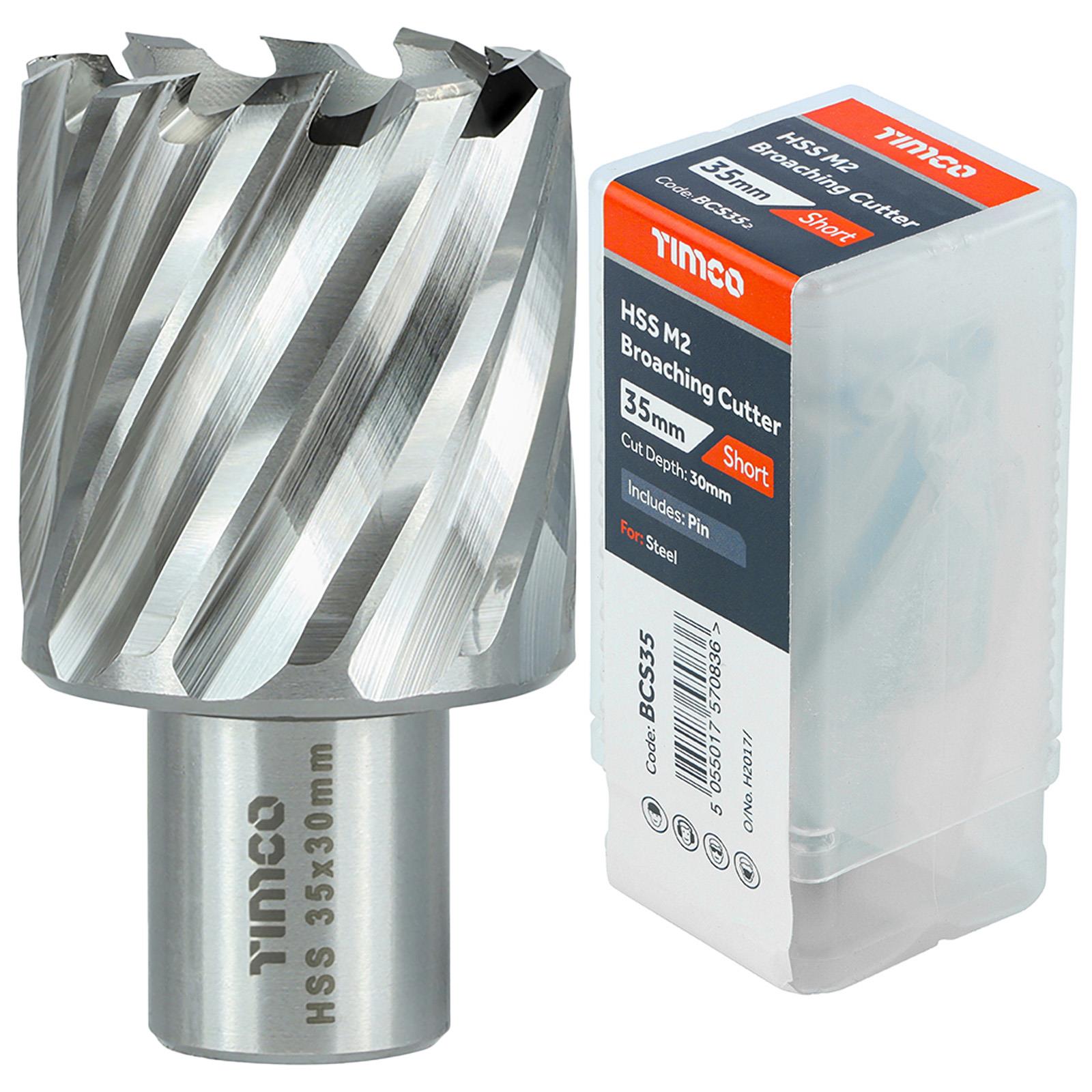 TIMCO Broaching Cutters M2 HSS Steel Mag Drill Bit and Replacement Pilot Pins - Choose Size