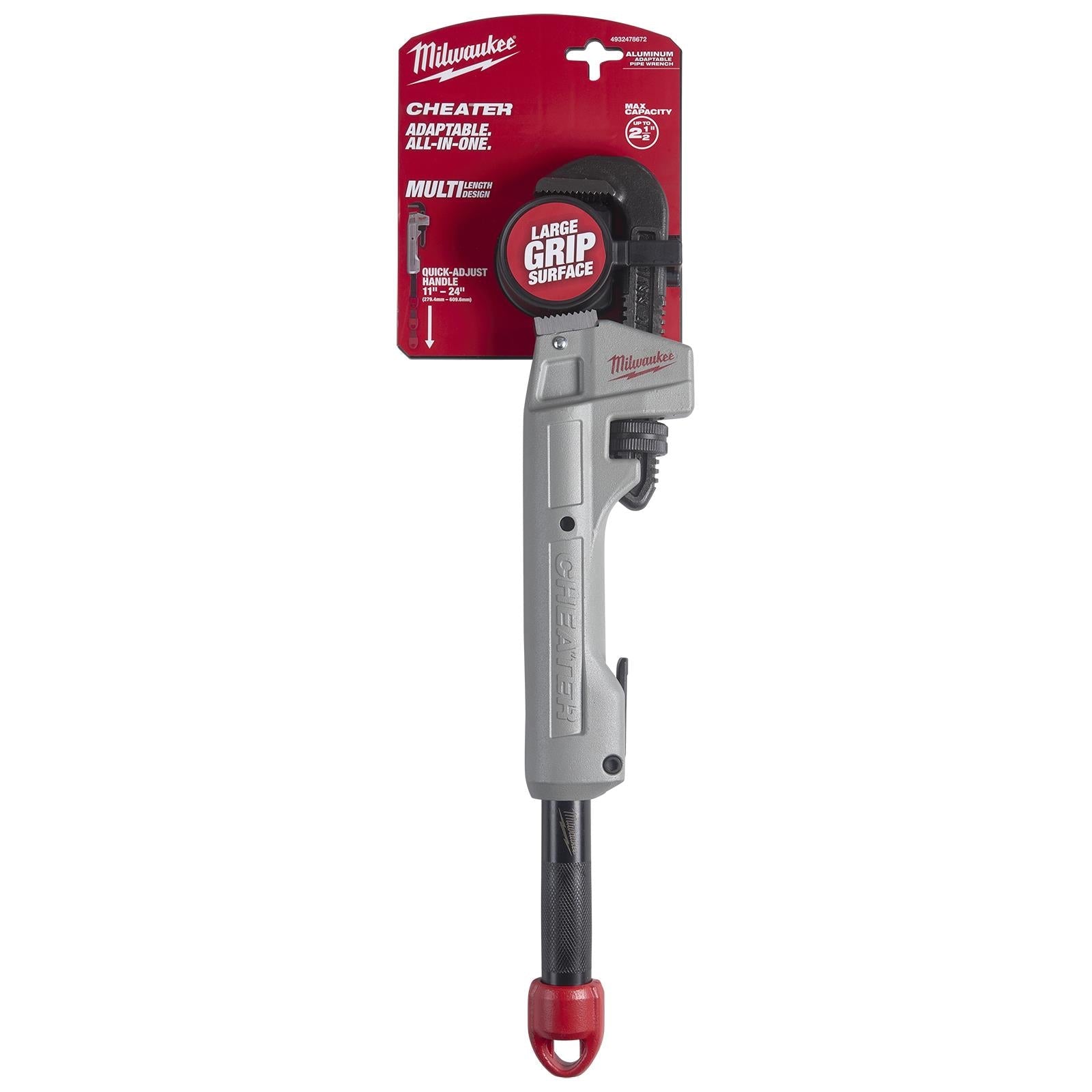 Milwaukee CHEATER Aluminium Adjustable Pipe Wrench 63mm Jaw 250-600mm 