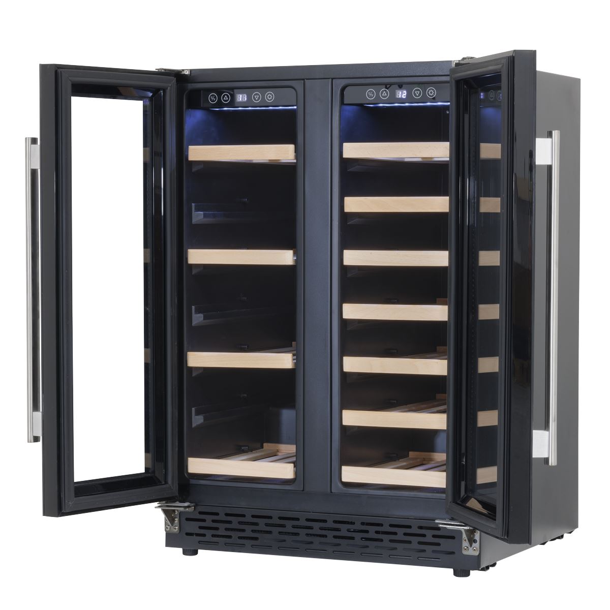 Baridi 60cm Dual Zone Wine Cooler and Drinks Fridge 40 Bottle/120 Can Built-In Under Counter/Freestanding Glass Fronted Bar Drinks Fridge Chiller