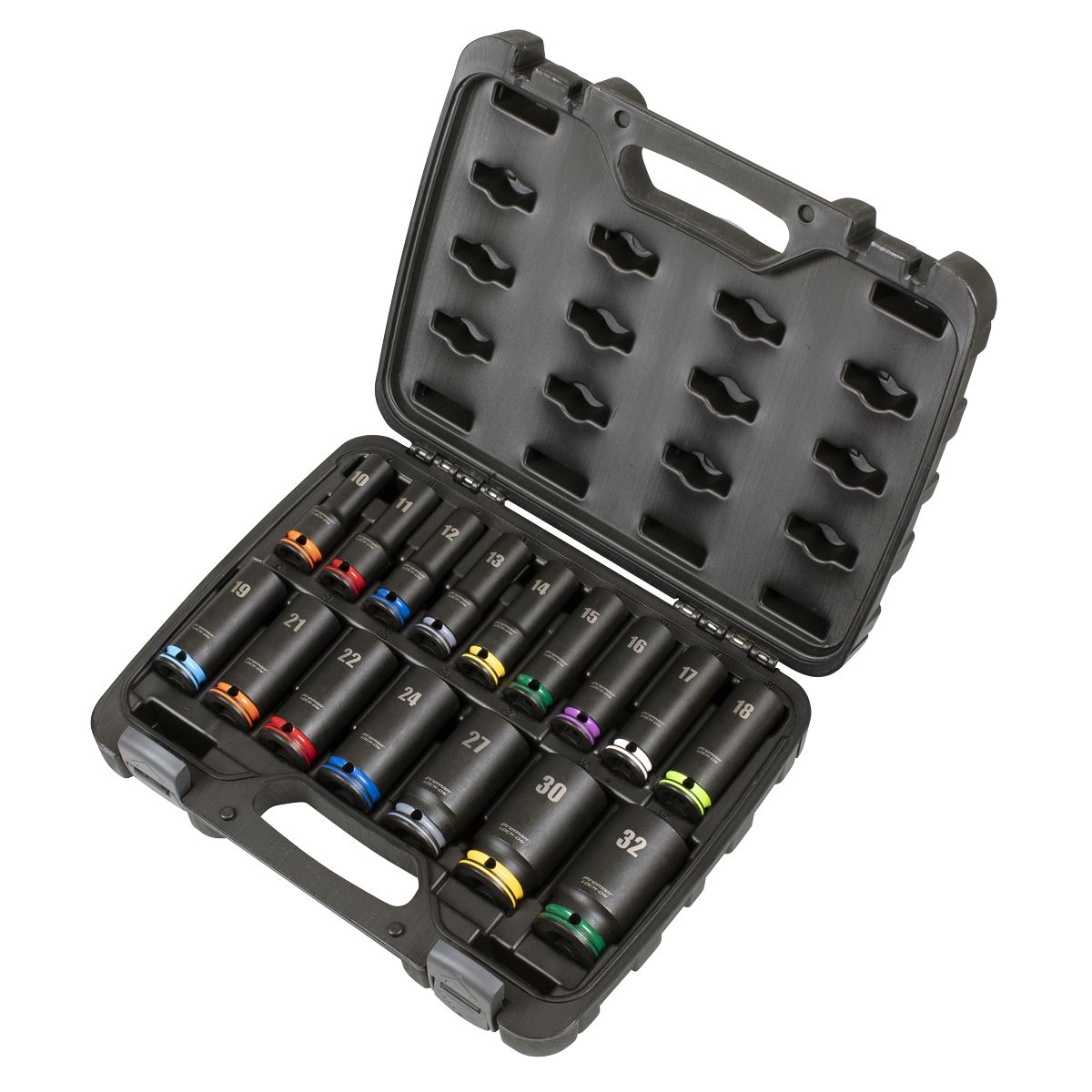 Sealey Premier Lock-On™ Deep Impact Socket Set 1/2"Sq Drive 16pc  White Rose Tools