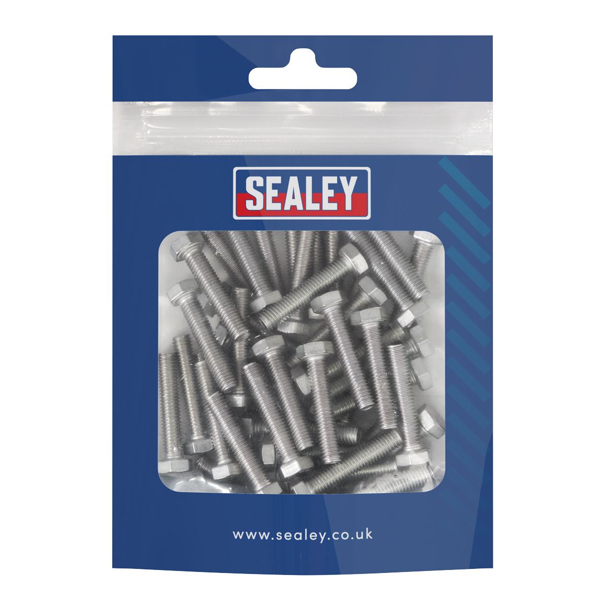 Sealey Stainless Steel Hex Head Set Screw DIN 933 - M5 X 25 A2 - Pack of 50  White Rose Tools
