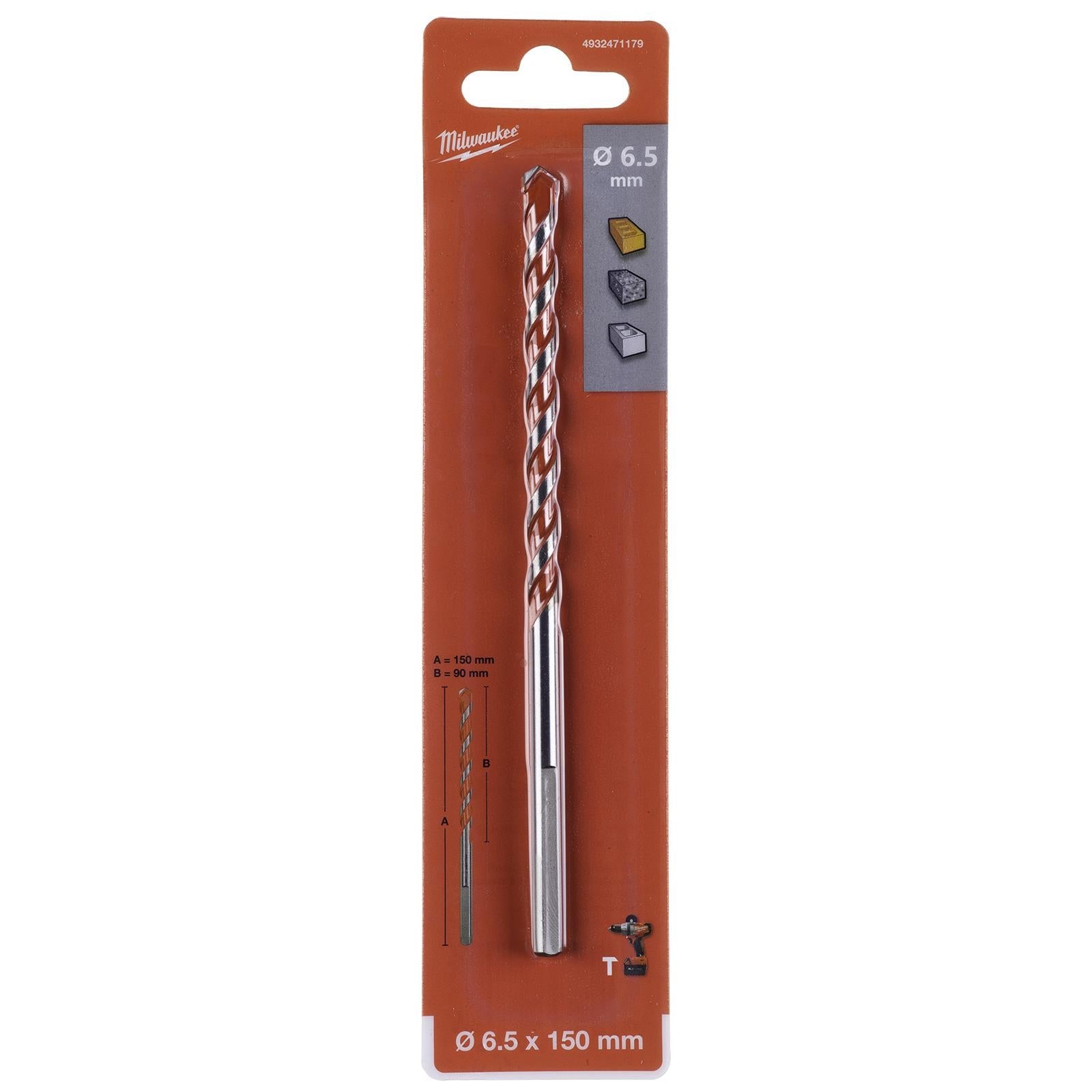 Milwaukee Premium Concrete Masonry Drill Bits 3 Flat Shank Hammer and Rotary 