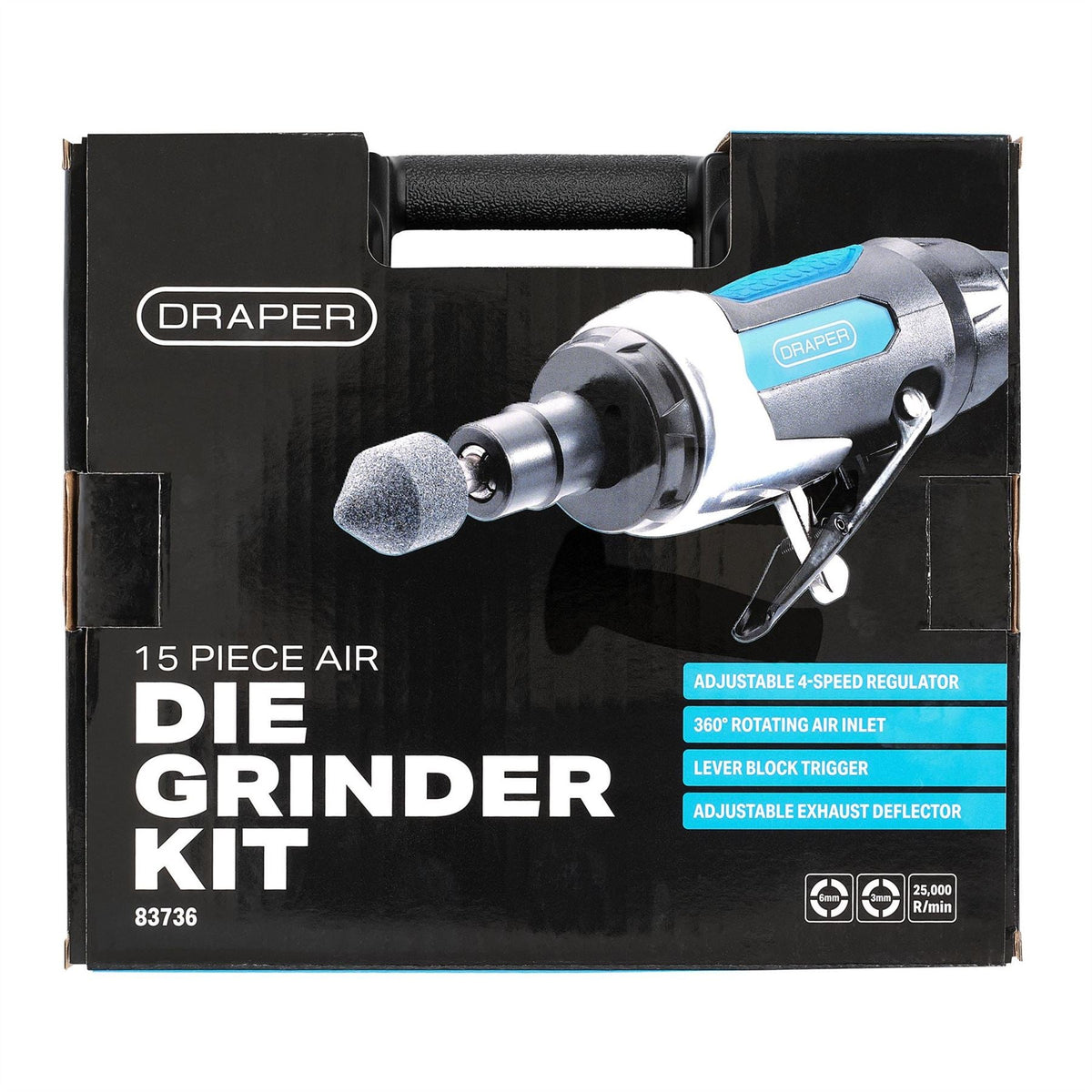 Draper Air Die Grinder Kit (15 Piece) 83736  White Rose Tools