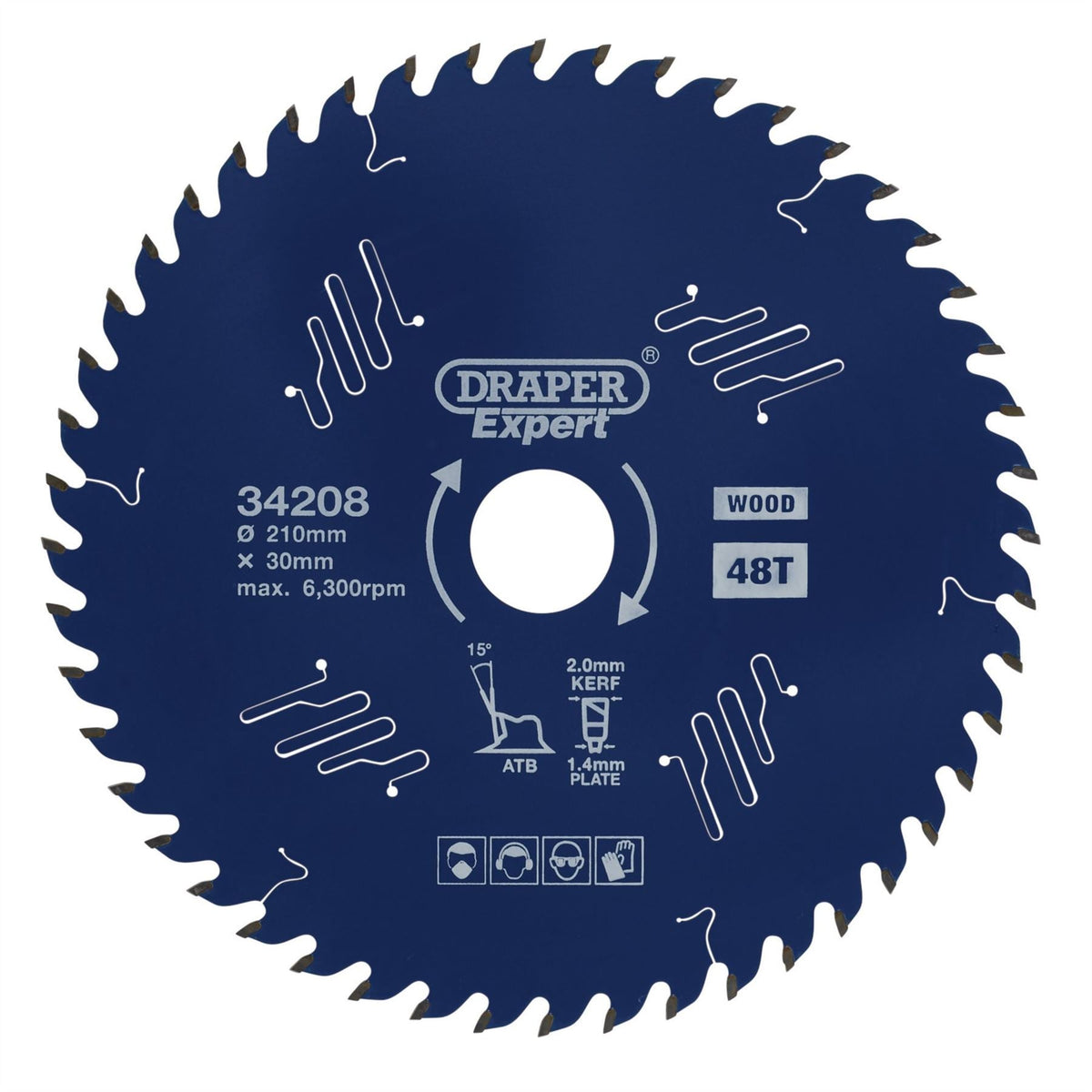 Draper Expert TCT Circular Saw Blade for Wood with PTFE Coating 210 x 30mm 48T 34208  White Rose Tools