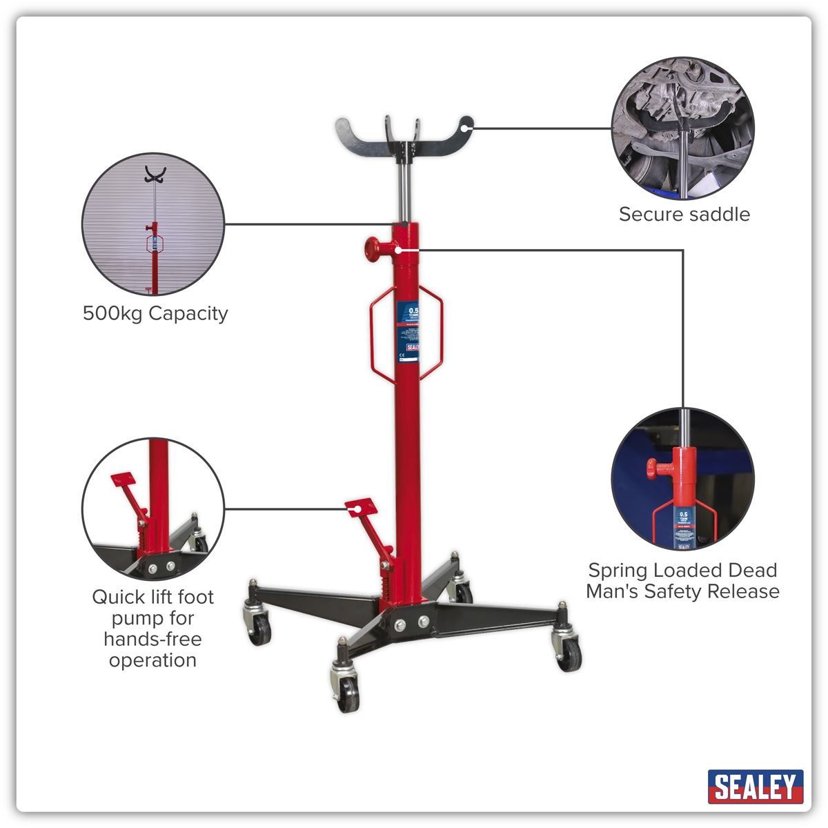 Sealey Vertical Transmission Jack 500kg