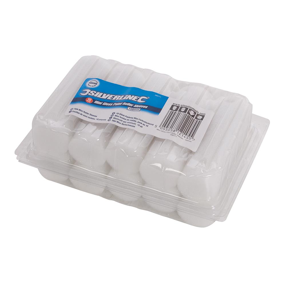 Silverline 100mm Mini Roller Sleeves 10pk Gloss 398771