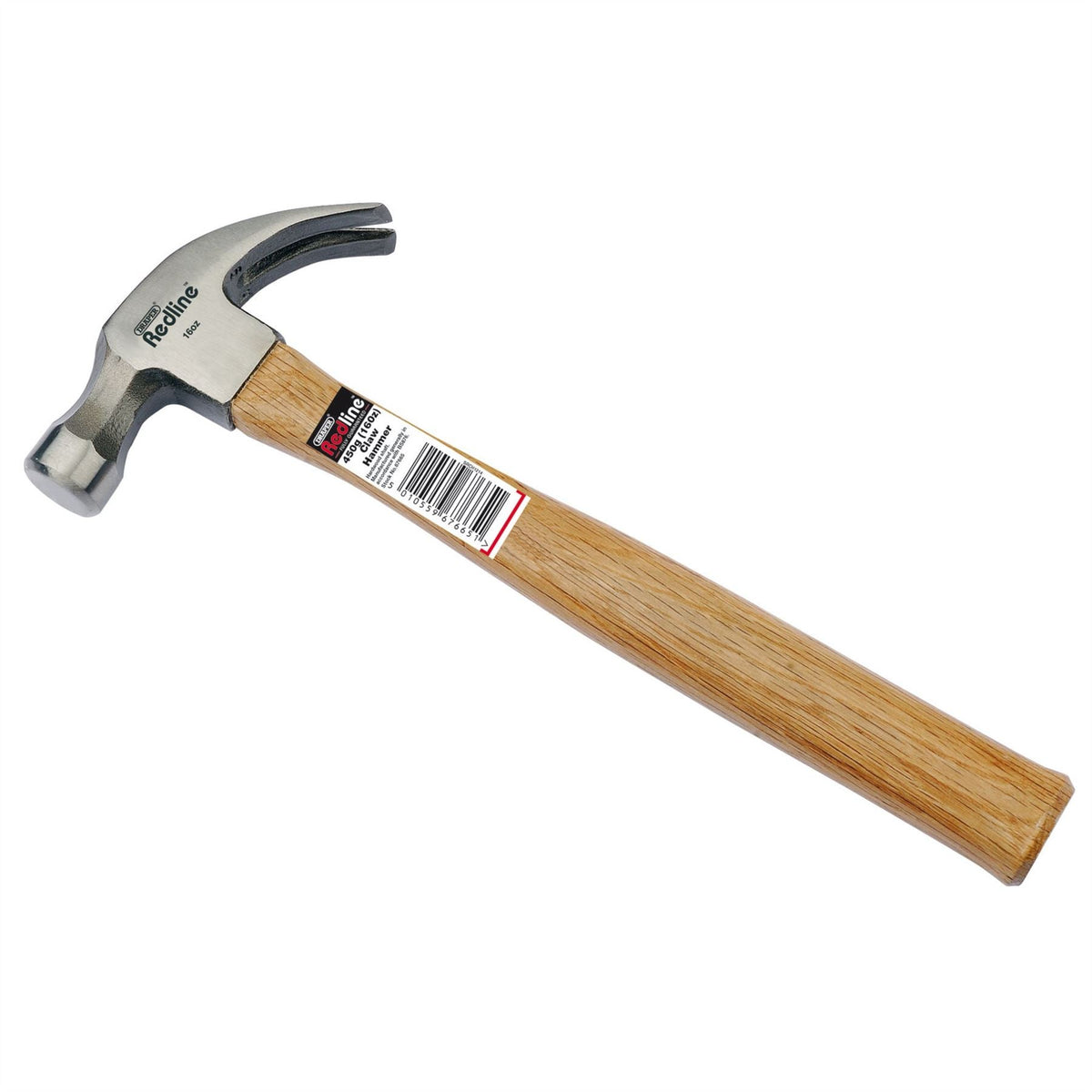 Draper Redline® Claw Hammer with Hardwood Shaft 450g 67665  White Rose Tools