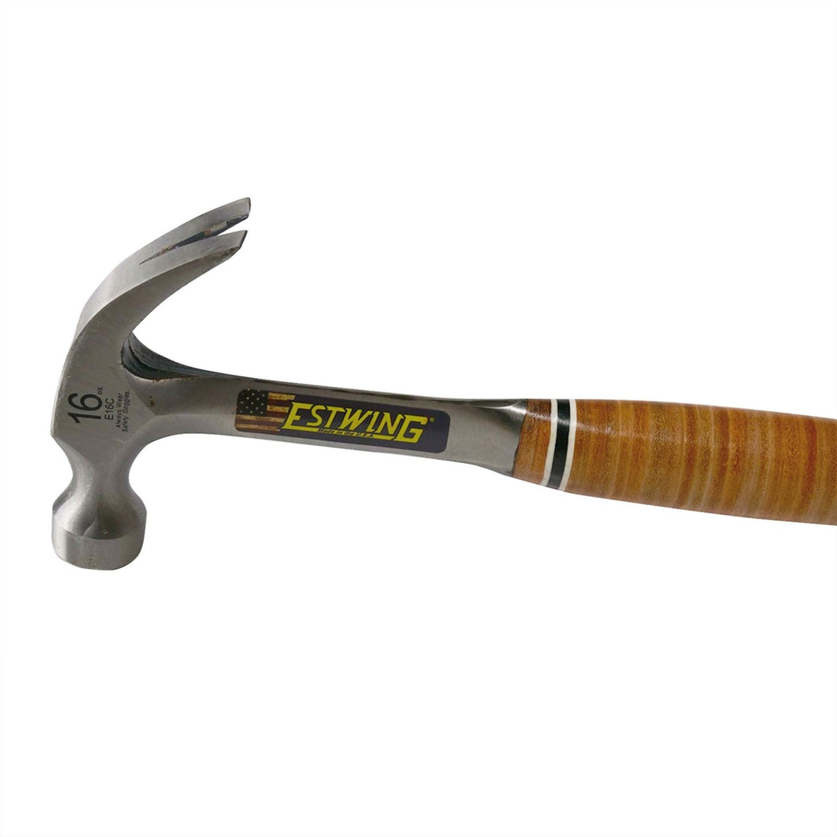 Estwing E16C Curved Claw Hammer with Leather Grip 16oz/448g 23506  White Rose Tools