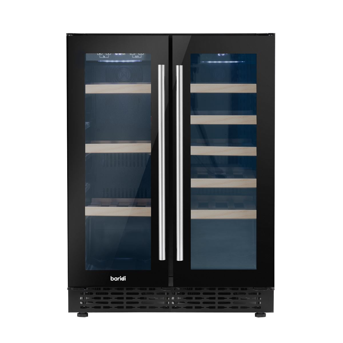 Baridi 60cm Dual Zone Wine Cooler and Drinks Fridge 40 Bottle/120 Can Built-In Under Counter/Freestanding Glass Fronted Bar Drinks Fridge Chiller