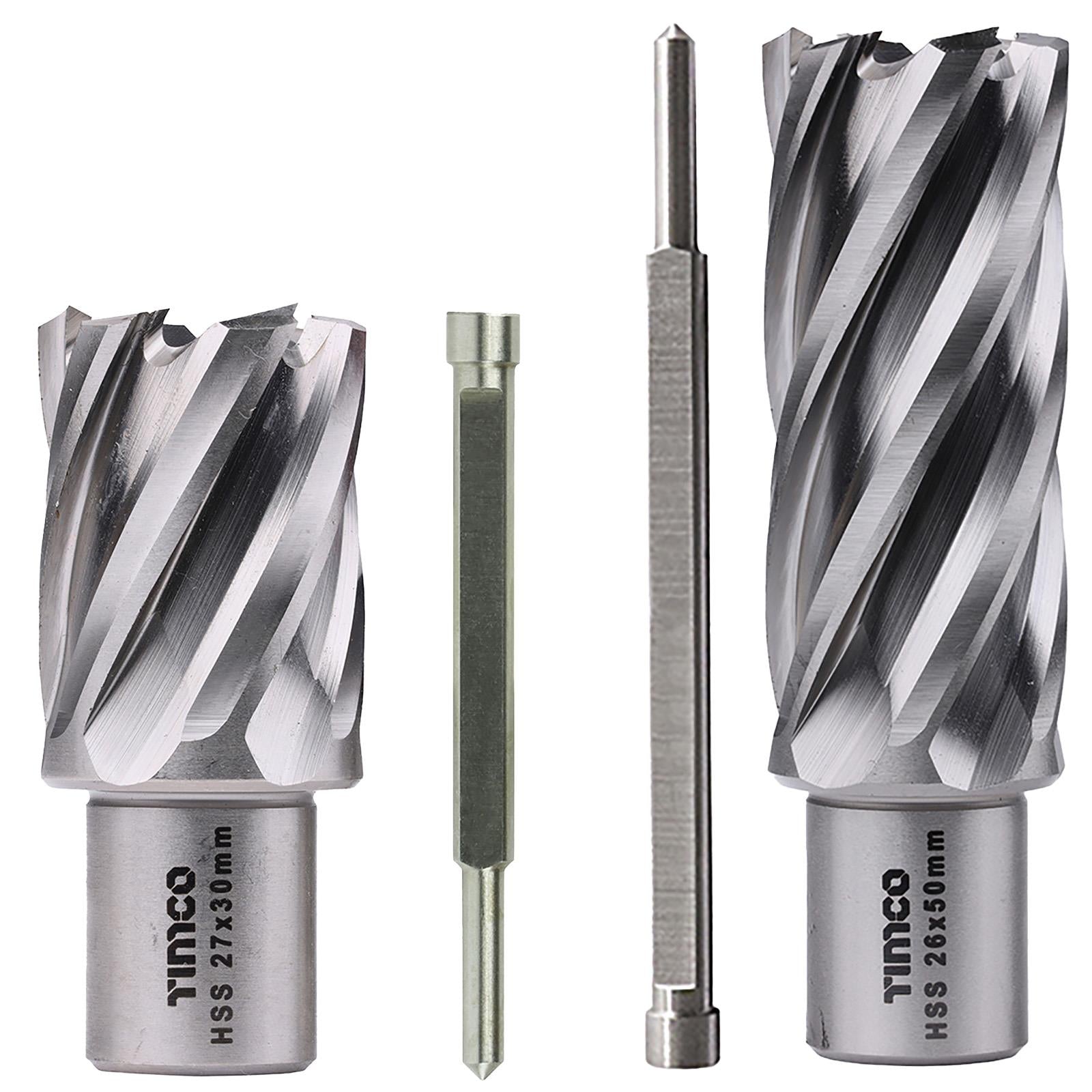 TIMCO Broaching Cutters M2 HSS Steel Mag Drill Bit and Replacement Pilot Pins - Choose Size