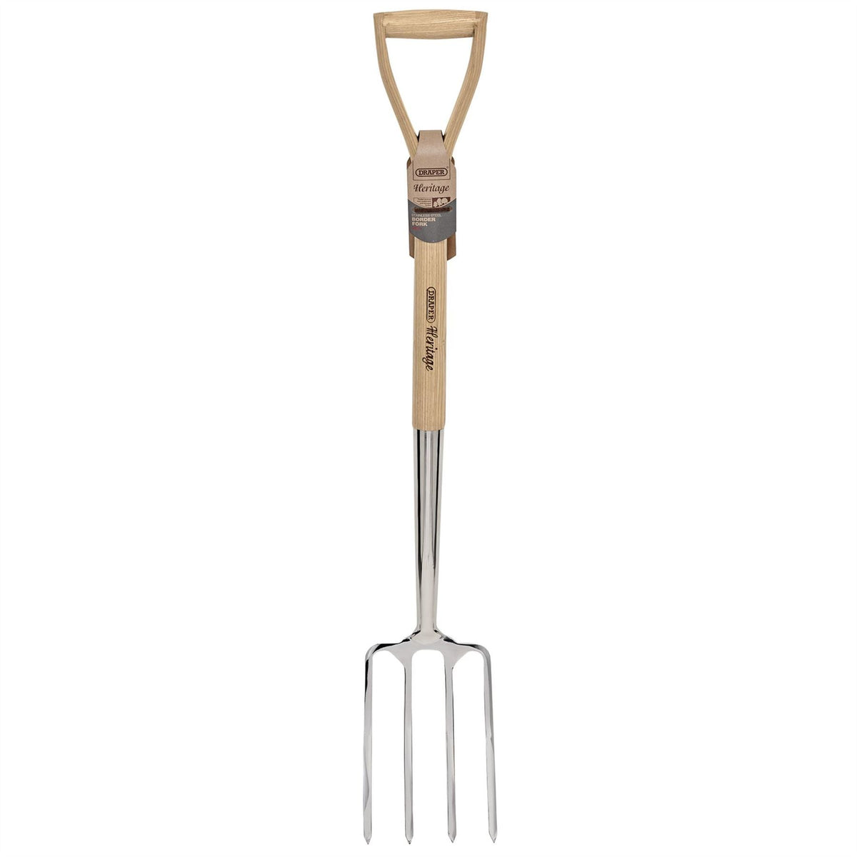 Draper Heritage Stainless Steel Border Fork with Ash Handle 99011  White Rose Tools