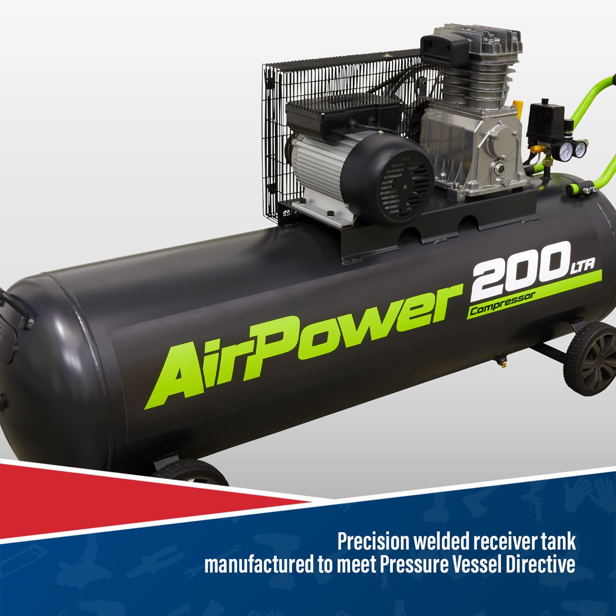 Sealey 200L Belt Drive Air Compressor 3hp 