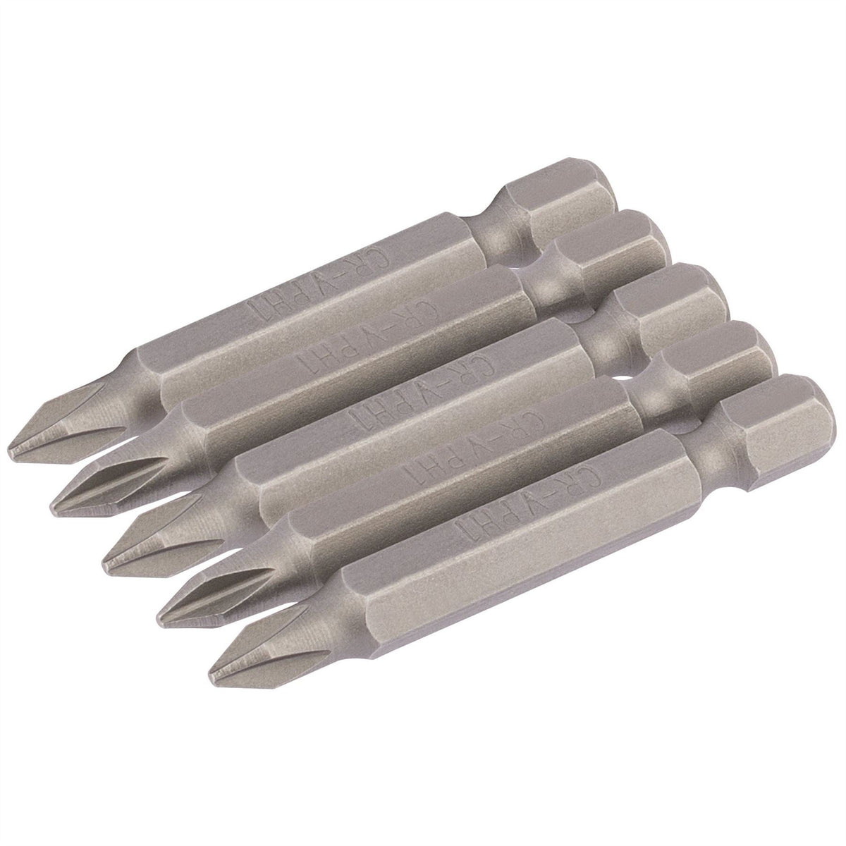 Draper Cross Slot Insert Bit 1/4" Hex 50mm Long No.1 (Pack of 5) 64287  White Rose Tools