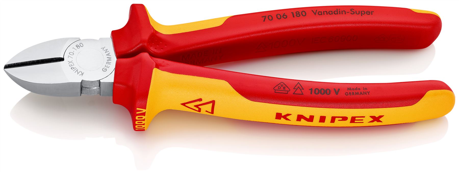 KNIPEX Diagonal Cutting Pliers Side Cutters 180mm VDE Insulated Multi Component Grips 70 06 180 SB