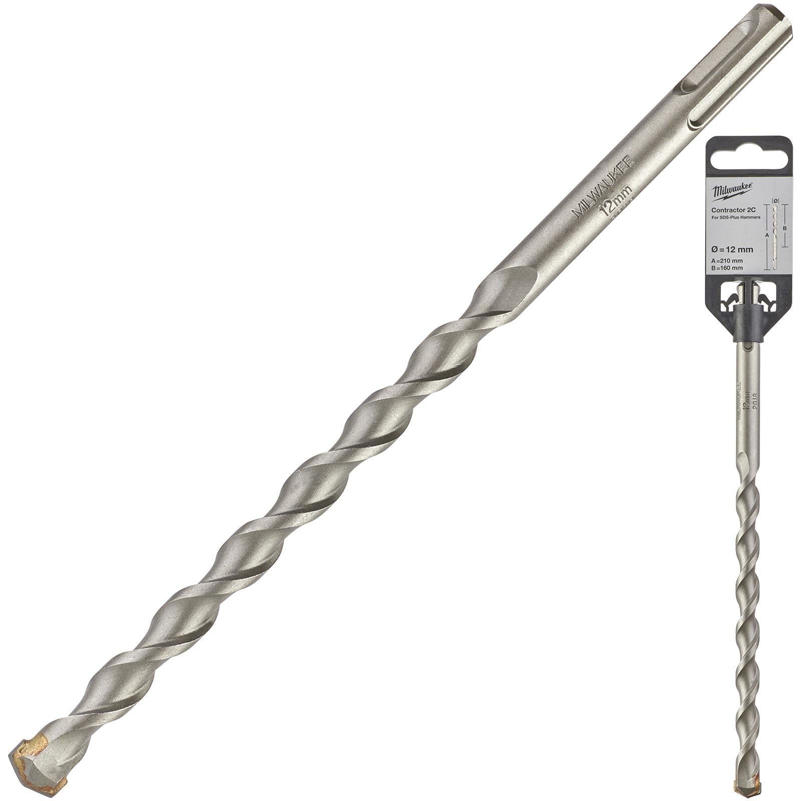 Milwaukee SDS Plus Contractor Hammer Drill Bits 2 Cut 