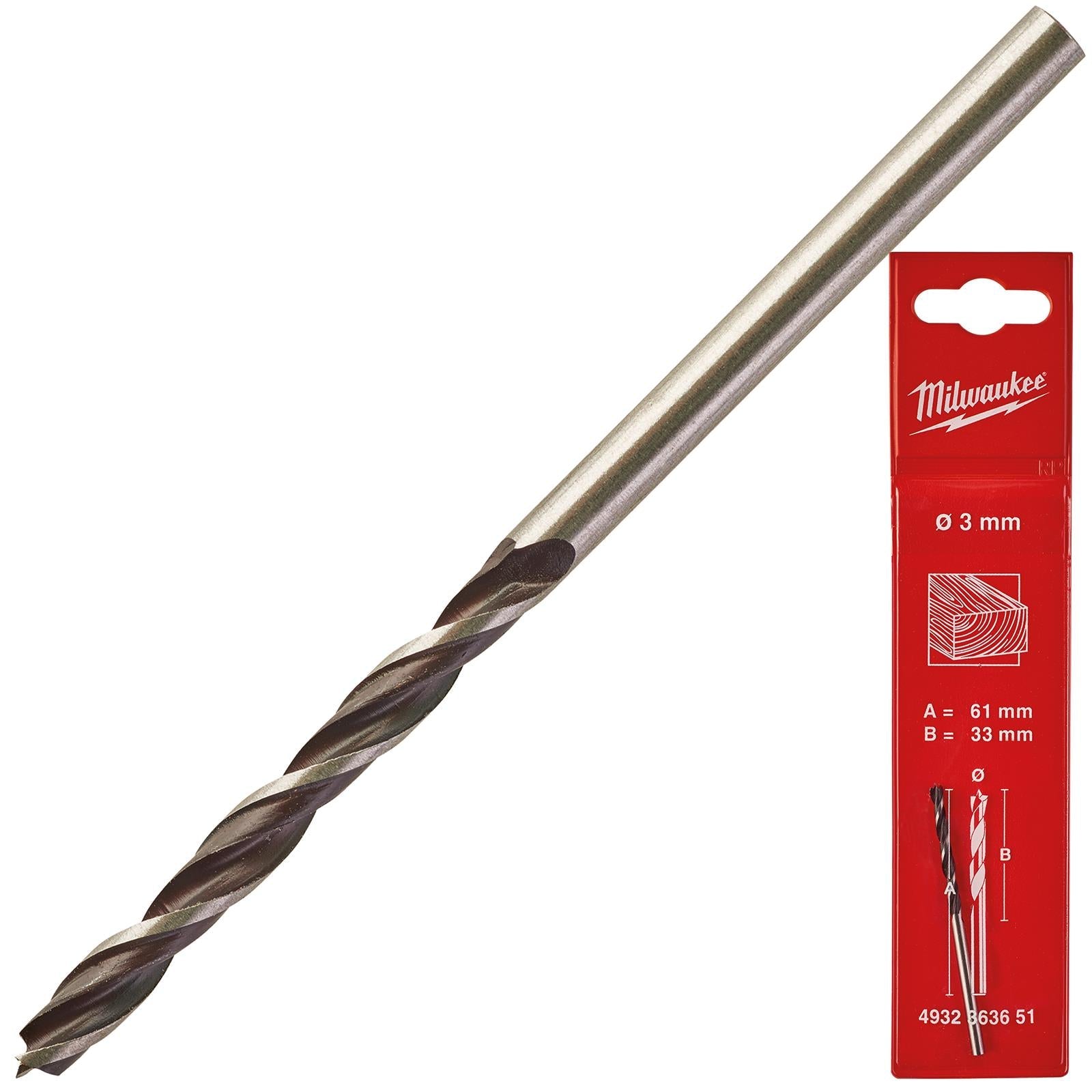 Milwaukee Lip and Spur Brad Point Wood Drill Bits 