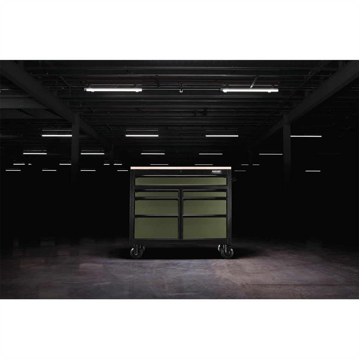 BUNKER 7 Drawer Workbench Roller Tool Cabinet 41" Green 27209  White Rose Tools