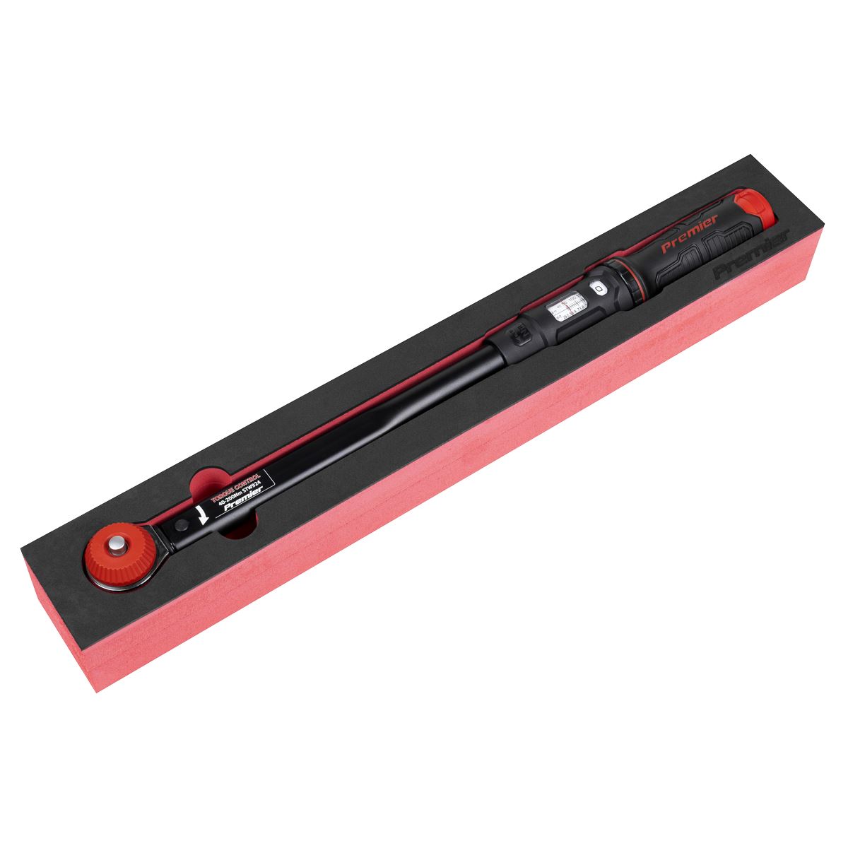Sealey Premier Black Calibrated Micrometer Torque Wrench with 1/2"Sq Push-Through Drive 40-200Nm  White Rose Tools