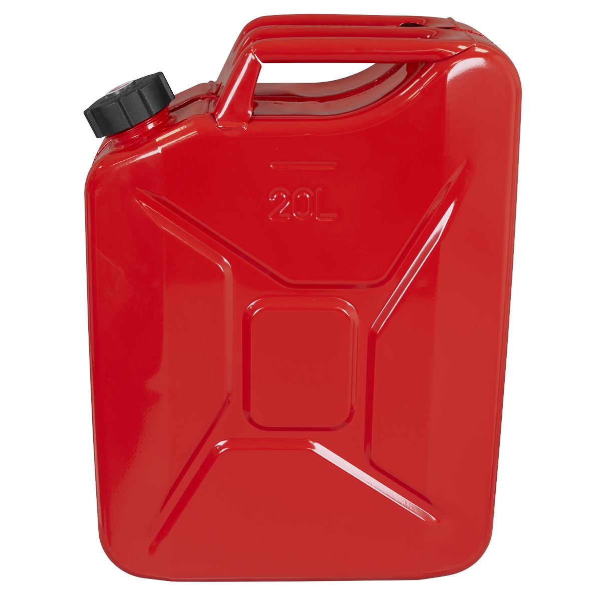 Sealey Screw Cap Metal Jerry Can 20L - Red  White Rose Tools