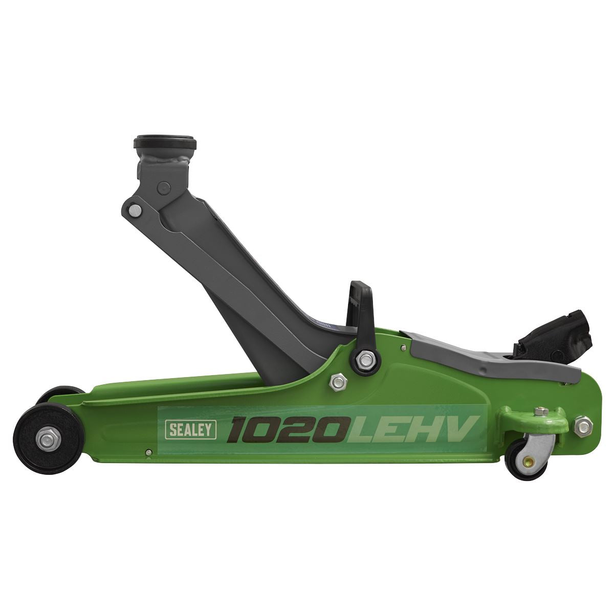 Sealey Trolley Jack 2tonne Low Entry Short Chassis - Hi-Vis Green