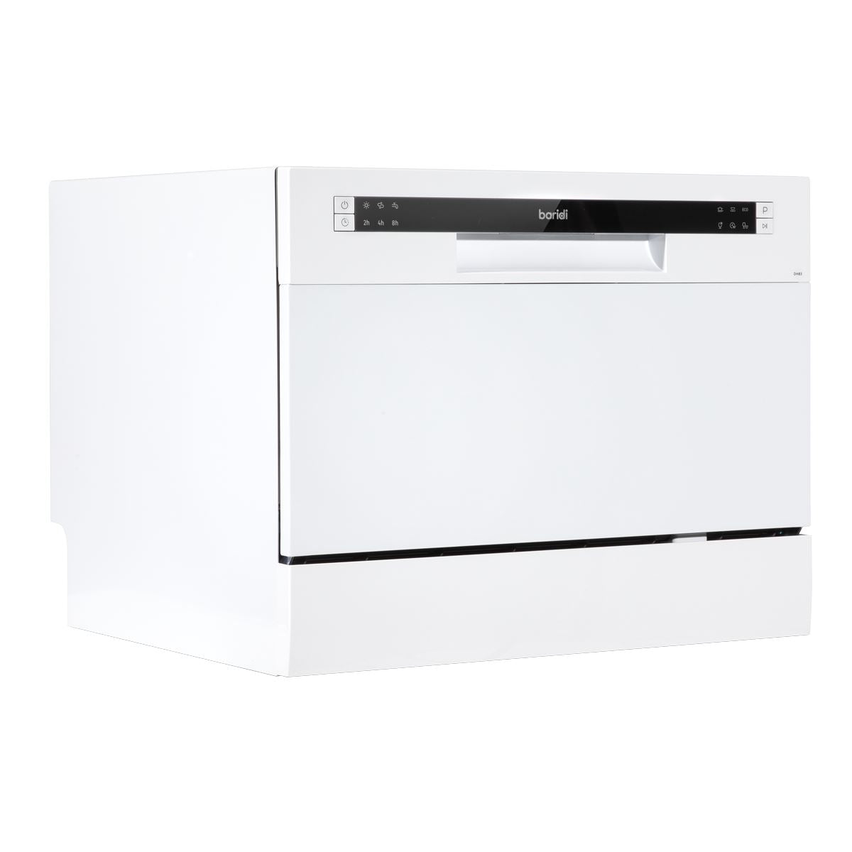 Baridi Compact Tabletop Dishwasher 6 Place Settings, 6 Programmes, Low Noise, 6.5L Cycle, Start Delay - White