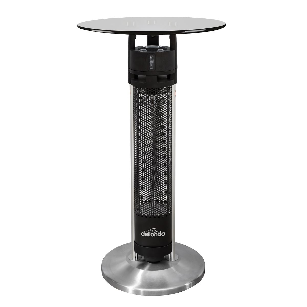 Dellonda Bistro Table with 1600W Heater, 95cm, Black/Stainless Steel