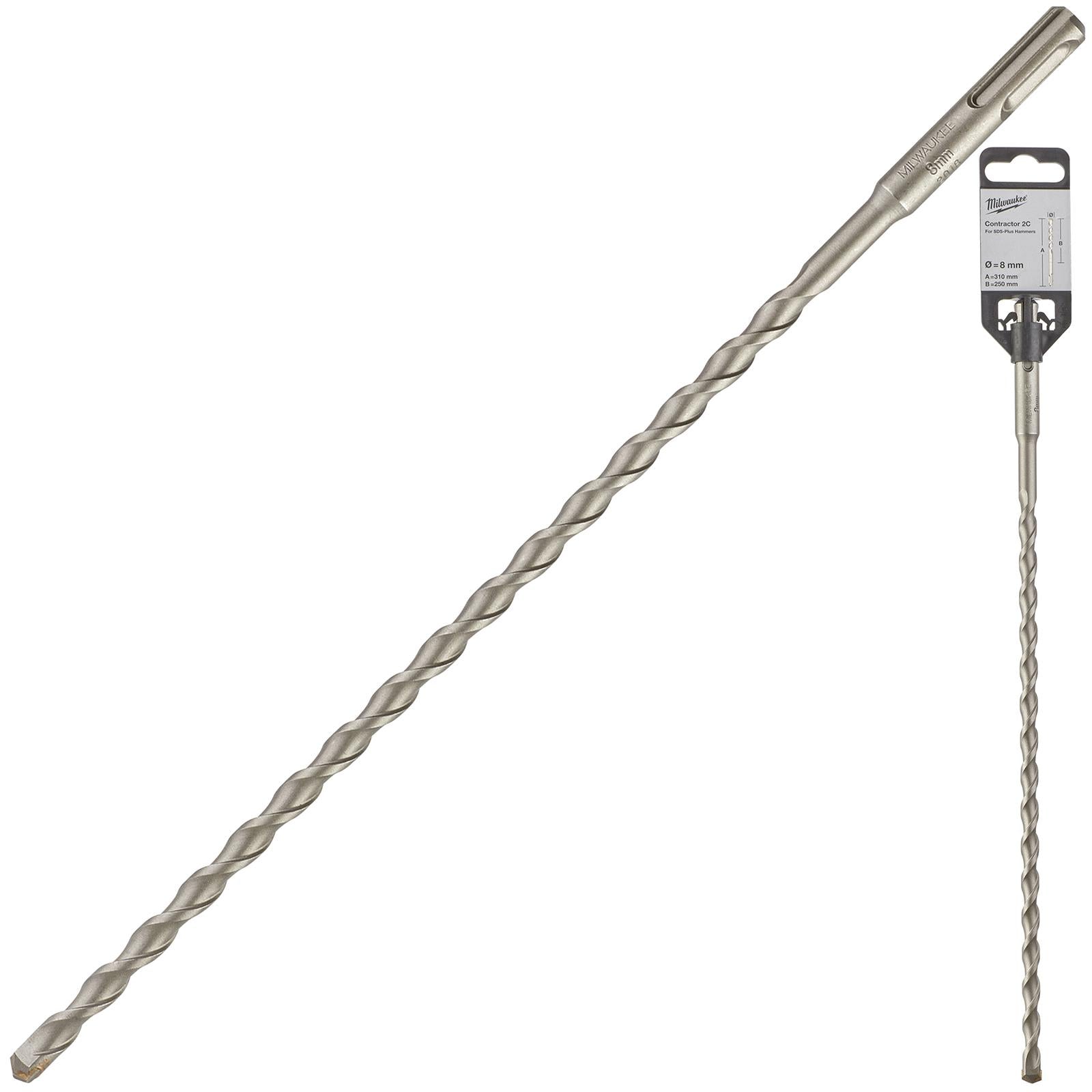 Milwaukee SDS Plus Contractor Hammer Drill Bits 2 Cut 