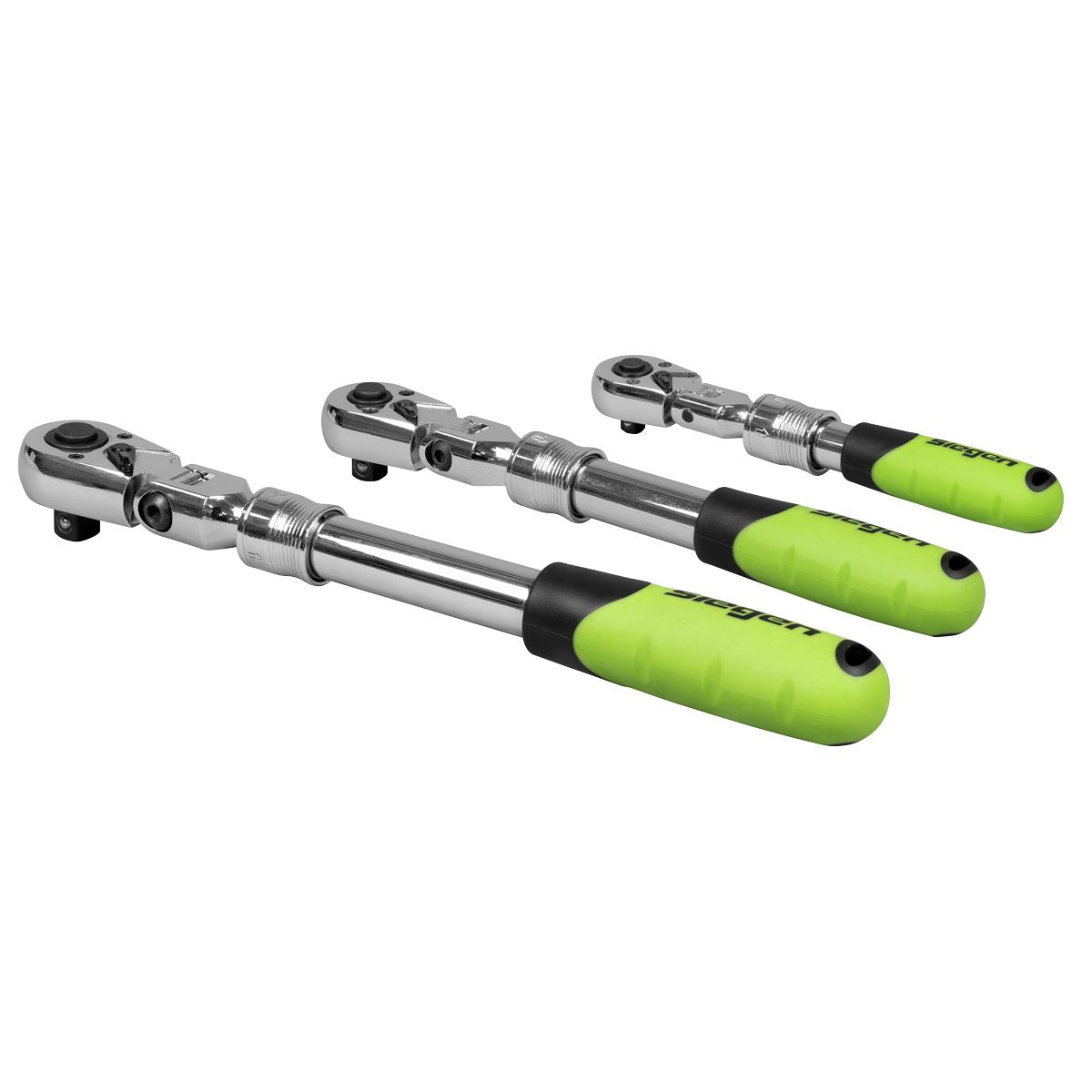 Siegen by Sealey Siegen Extendable Flexi-Head Ratchet Wrench Set 3pc  White Rose Tools