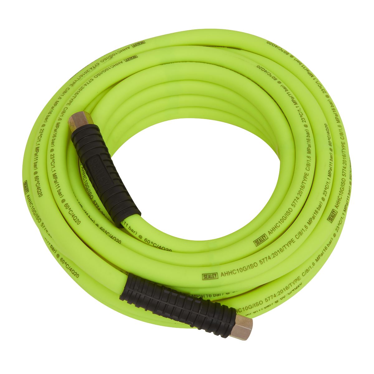 Sealey Air Hose 10m x Ø8mm Hybrid High-Visibility with 1/4"BSP Unions