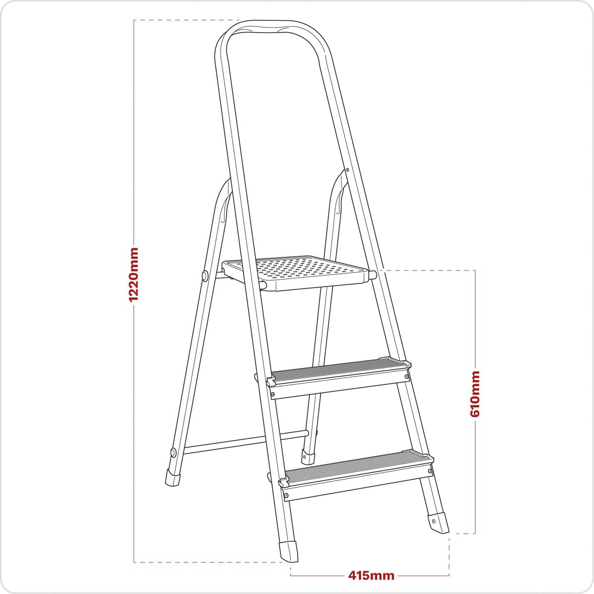 Sealey Aluminium Step Ladder 3-Tread EN 131 