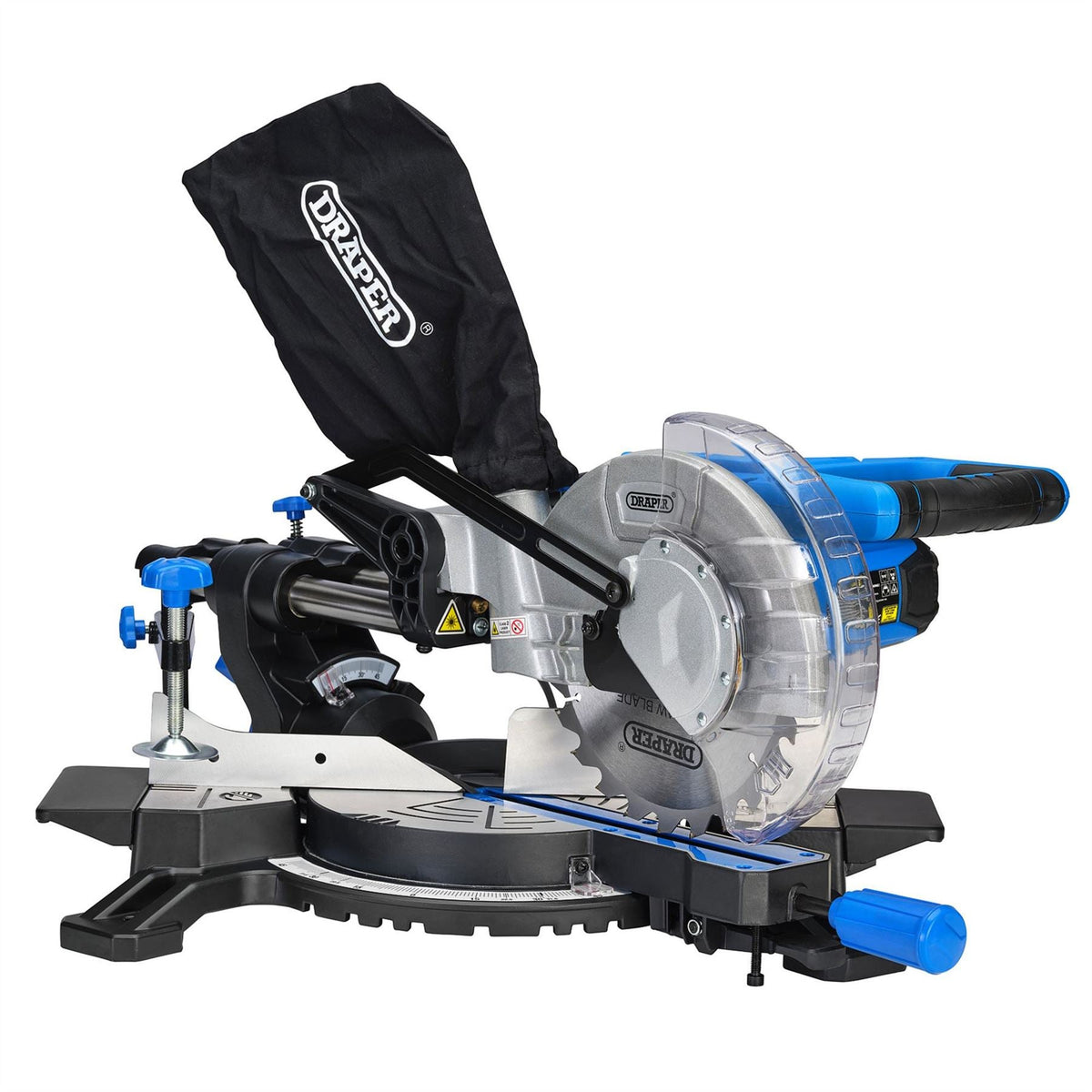 Draper 230V Sliding Compound Mitre Saw with Laser Cutting Guide 210mm 1500W 83677  White Rose Tools