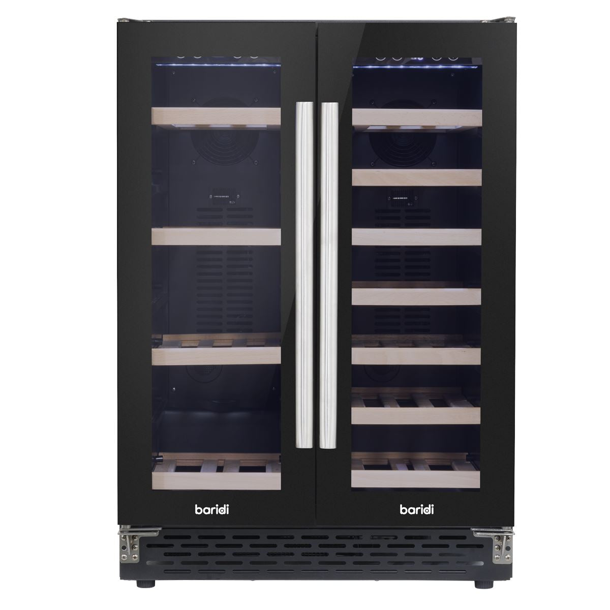Baridi 60cm Dual Zone Wine Cooler and Drinks Fridge 40 Bottle/120 Can Built-In Under Counter/Freestanding Glass Fronted Bar Drinks Fridge Chiller
