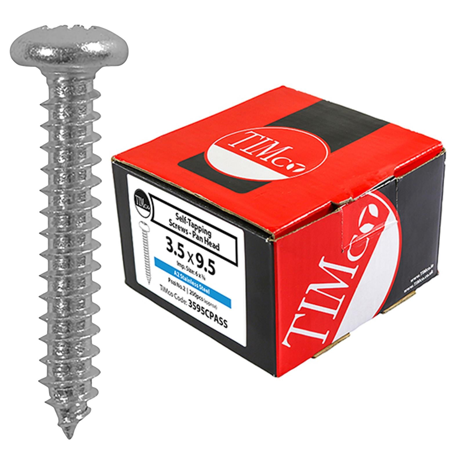 TIMCO Self Tapping Drilling Screws A2 Stainless Steel Pan Head Pozi Boxed - Choose Size