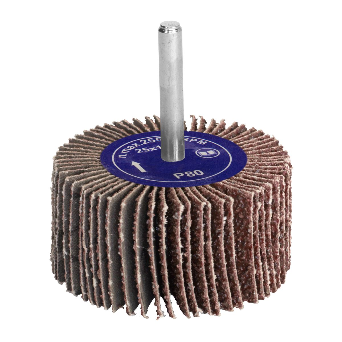 Sealey Abrasive Flap Wheel Ø25 x 10mm 6mm Shaft 80Grit 