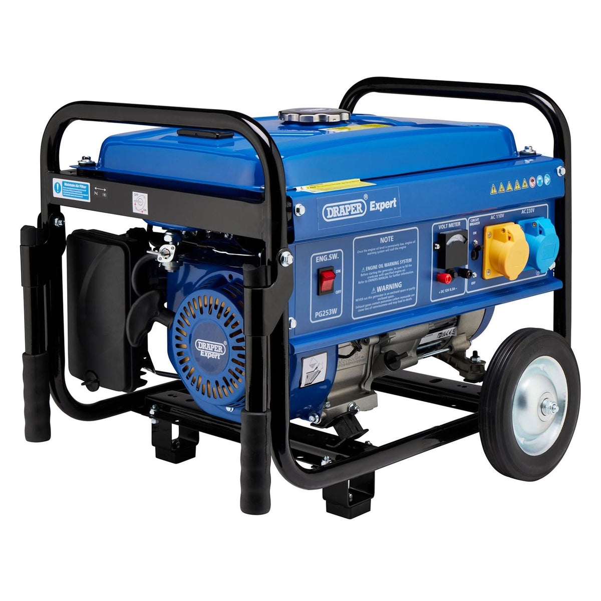 Draper Expert Petrol Generator with Wheels 2000W 16066  White Rose Tools