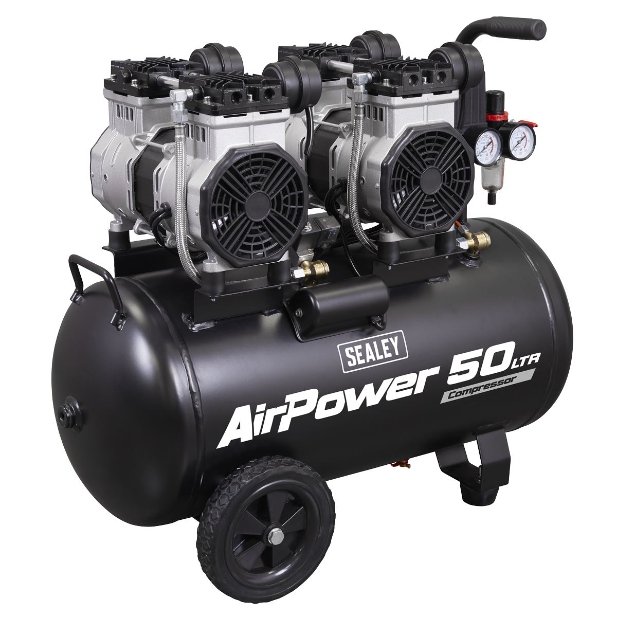 Sealey 50L Low Noise Oil Free Direct Drive Air Compressor 2 x 2hp