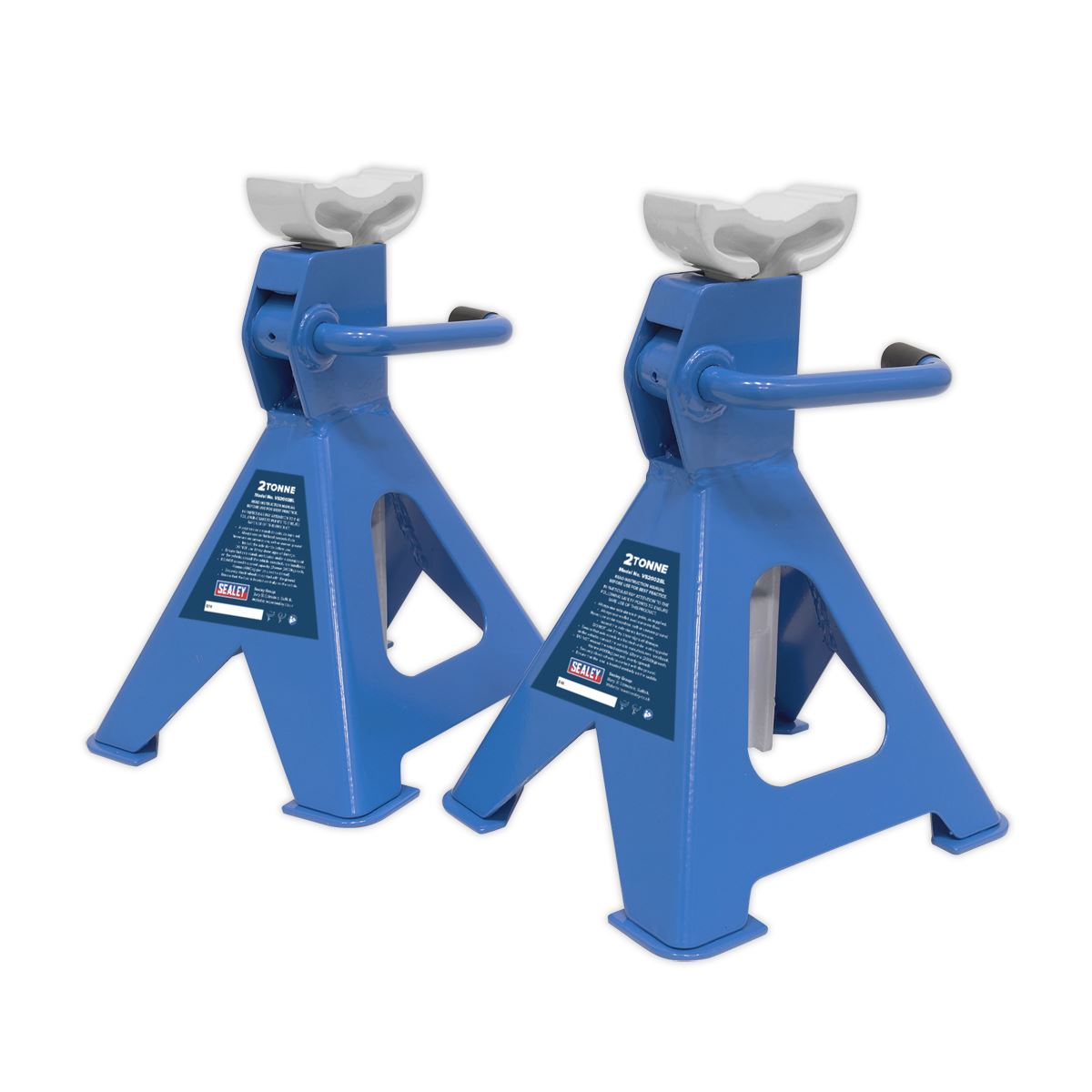 Sealey Ratchet Type Axle Stands (Pair) 2 Tonne Capacity per Stand - Blue 