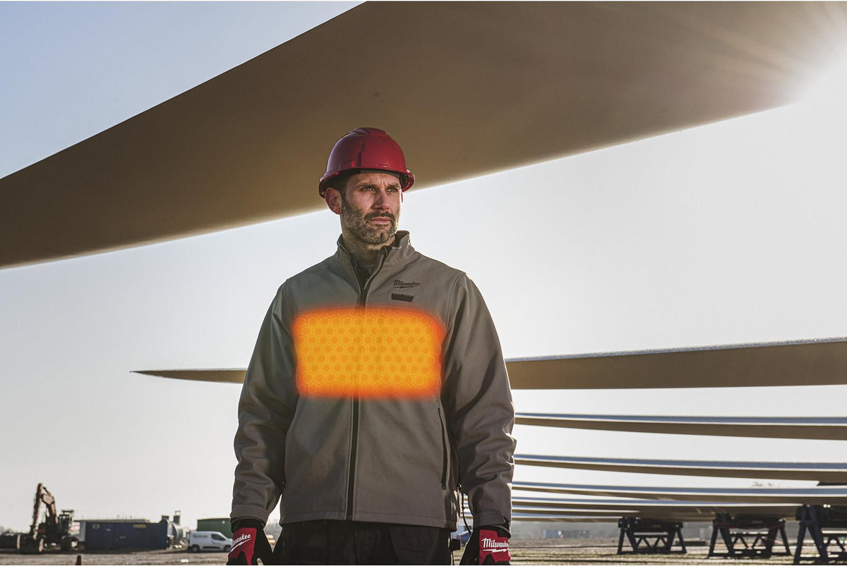Milwaukee M12 HEXON Heated Jacket Toughshell M12 HJ6 - Choose Size and Colour  White Rose Tools
